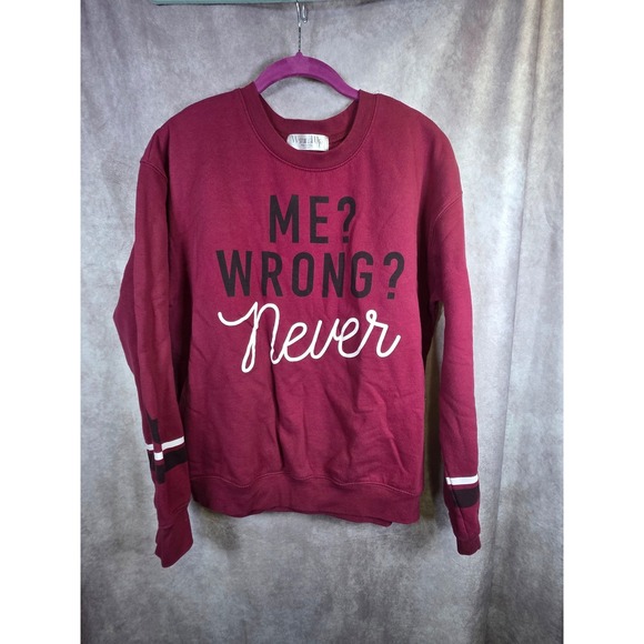 Wound Up Graphic Crewneck Sweatshirt Burgundy Me Wrong Never Star L(11-13) - Picture 1 of 7